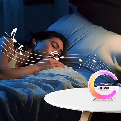 lampe de chevet design blanche réveil zen