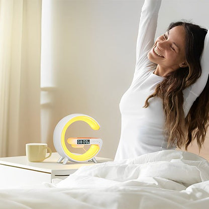 lampe de chevet design blanche réveil zen