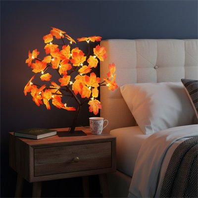 Lampe de chevet design feuilles oranges lumineuses table de nuit