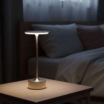 Lampe led sans fil design épuré sur table de chevet