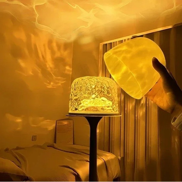 lampe zen projecteur led aurore boréale dorées chambre