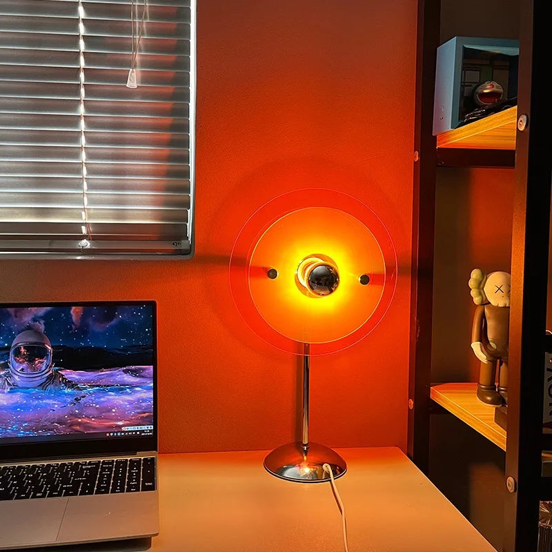 lampe zen coucher de soleil orange projecteur led