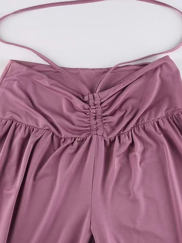 Legging évasé femme mauve tenue décontractée élégante