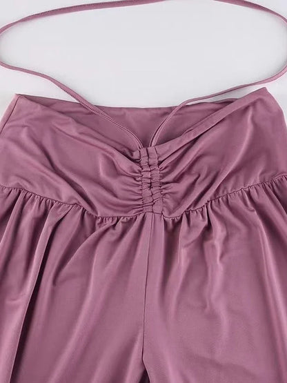 Legging évasé femme mauve tenue décontractée élégante