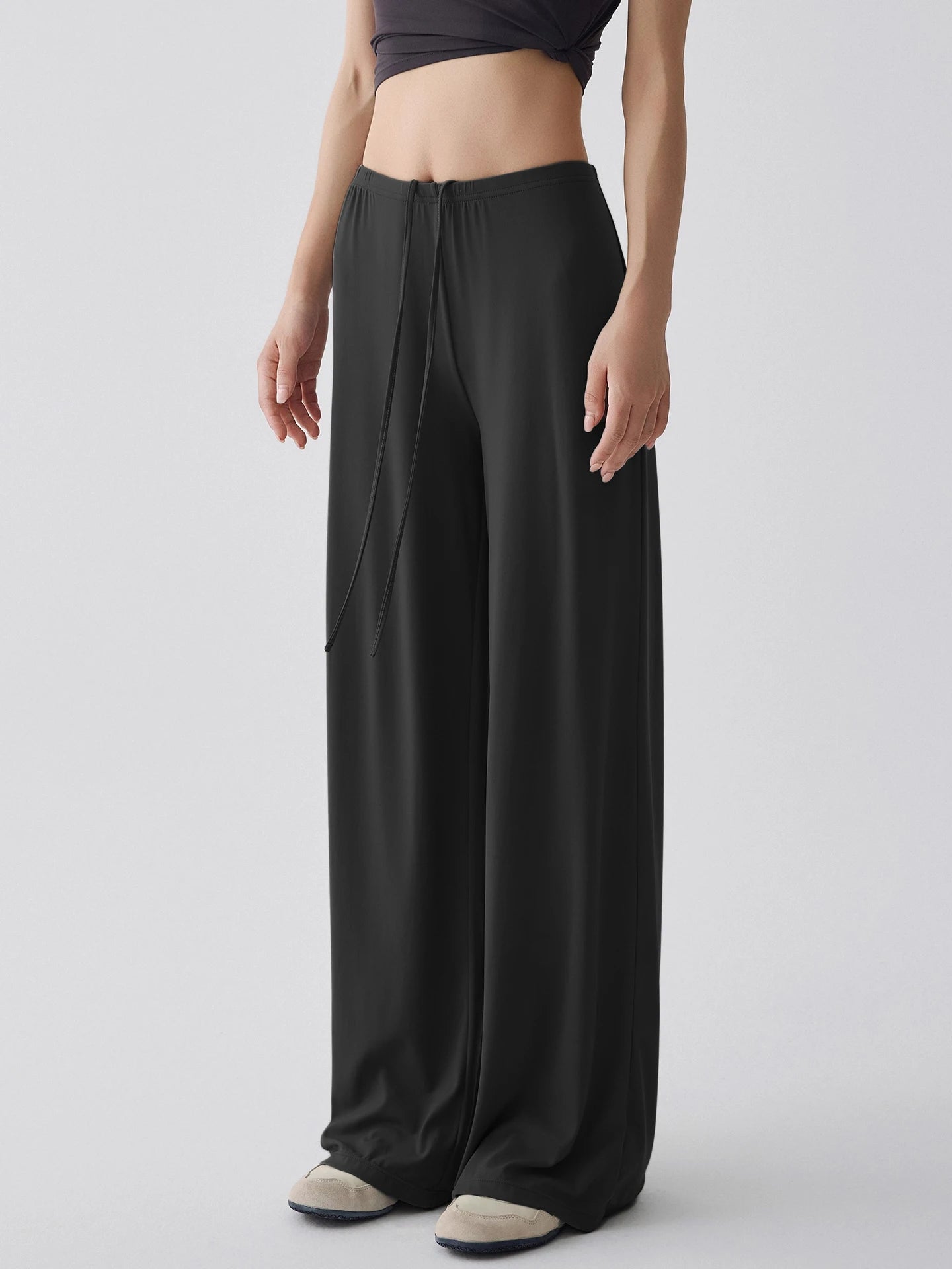 legging évasé femme taille haute cordon de serrage
