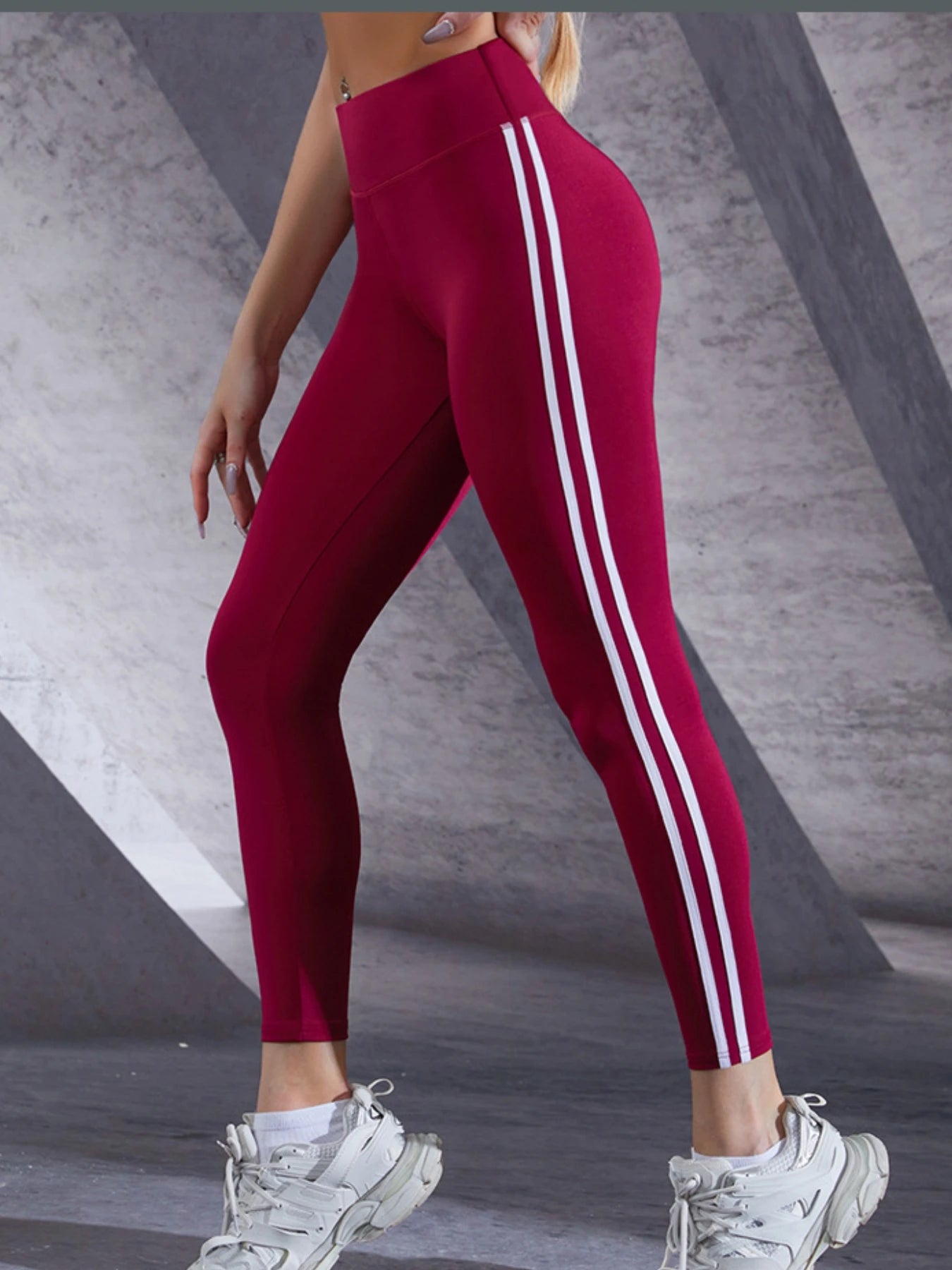 legging-femme-bordeaux-blanc