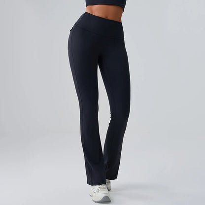 Legging femme évasé noir taille haute