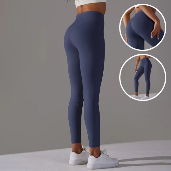 Legging sport femme bleu effet gainant seconde peau