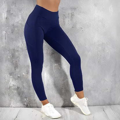 Legging sport femme bleu marine sans couture confort