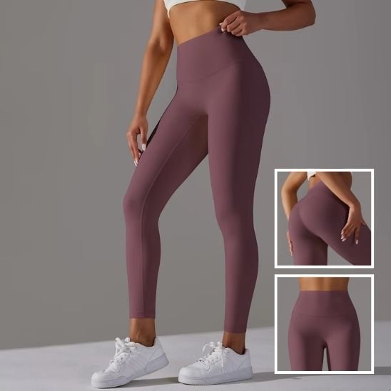 Legging sport femme mauve taille haute effet gainant