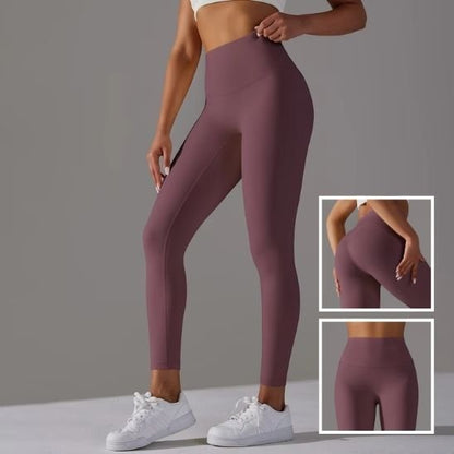 Legging sport femme mauve taille haute effet gainant