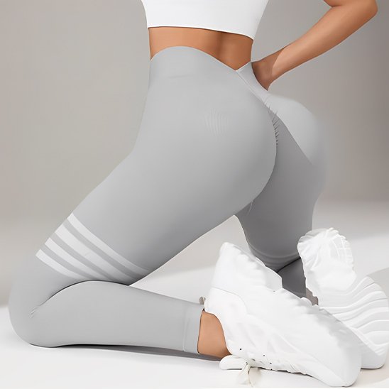 Legging sport femme push up Bandes horizontales contrastées