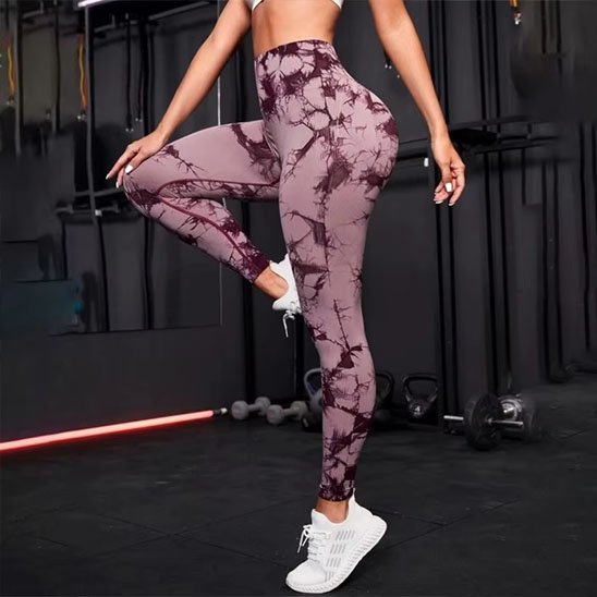 Legging sport femme tie-dye violet noir