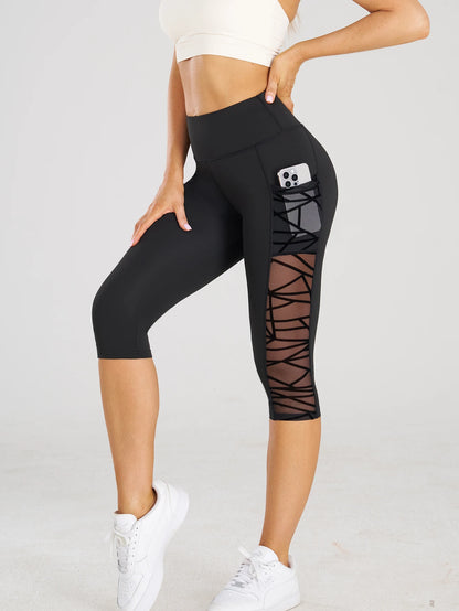 Pantalon yoga femme taille haute - Ceinture - poche latérale - tissu respirant