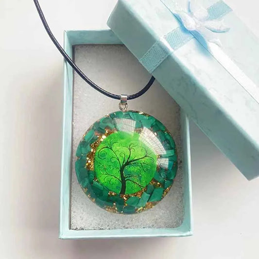 Pendentif arbre de vie orgonite malachite pierre naturelle de guérison