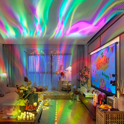Projecteur ciel étoilé aurore boréale sur murs plafond ambiance festive