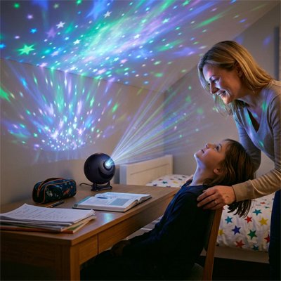 Projecteur galaxie​ aurores boréales ambiance relaxante couple