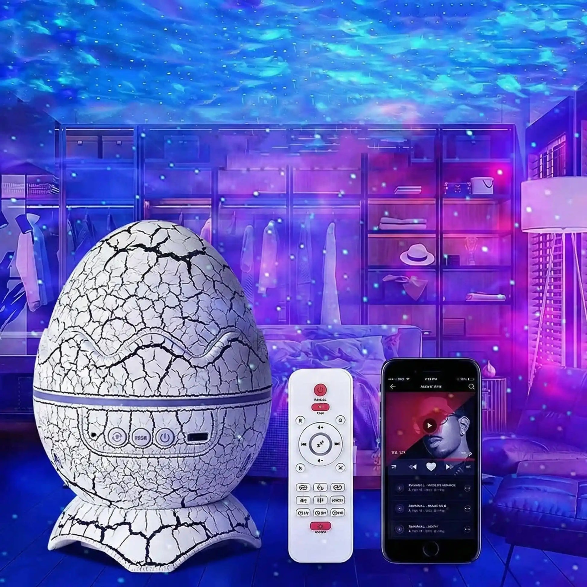 Projecteur galaxie avec fonction musique et haut-parleur Bluetooth intégré