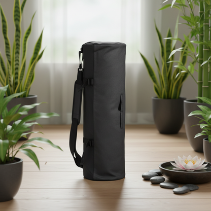 Sac à tapis de yoga gris anthracite avec sangle réglable et poches pratiques