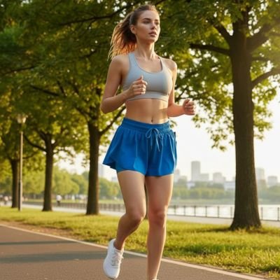 Short de sport femme jupe bleu