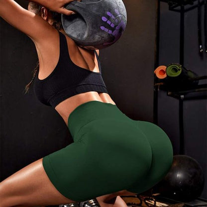 Short de sport femme vert taille haute confortable moulant