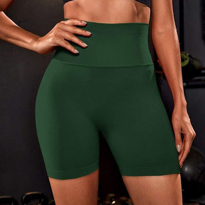 Short de sport femme vert taille haute confortable moulant