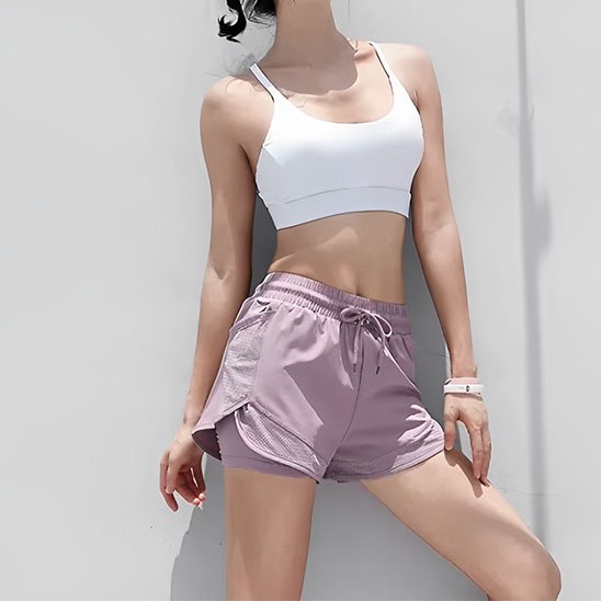 Short de sport femme confortable yoga fitness respirant liberté de mouvement mauve