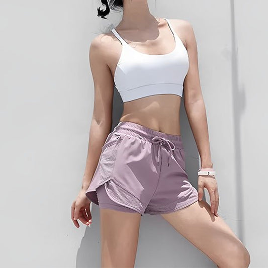 Short de sport femme confortable yoga fitness respirant liberté de mouvement mauve