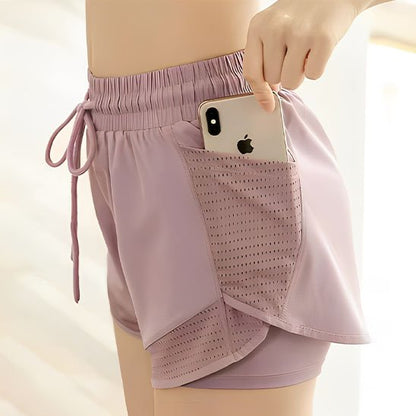 Short de sport femme yoga fitness Short de sport femme confortable yoga fitness respirant liberté de mouvement mauve poche