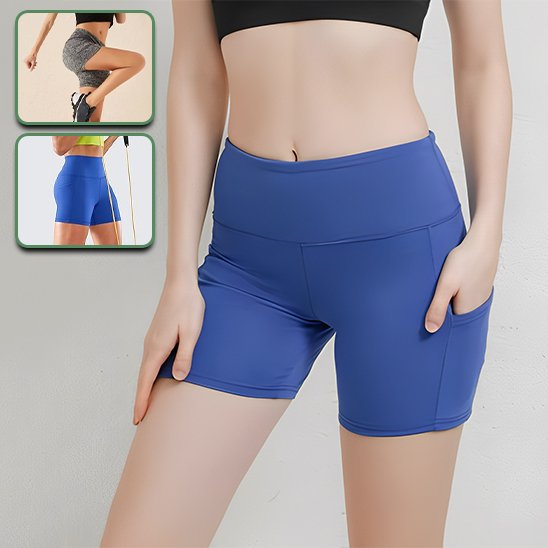Short de sport femme fitness bleu