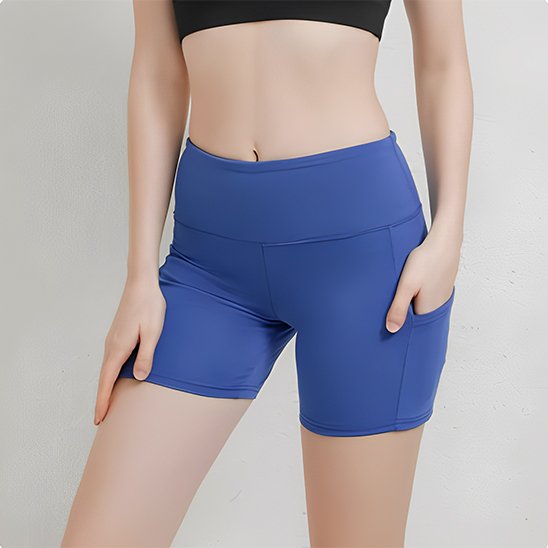 Short de sport femme yoga bleu