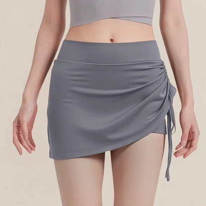 Short de yoga femme jupe grise – polyvalent yoga running badminton