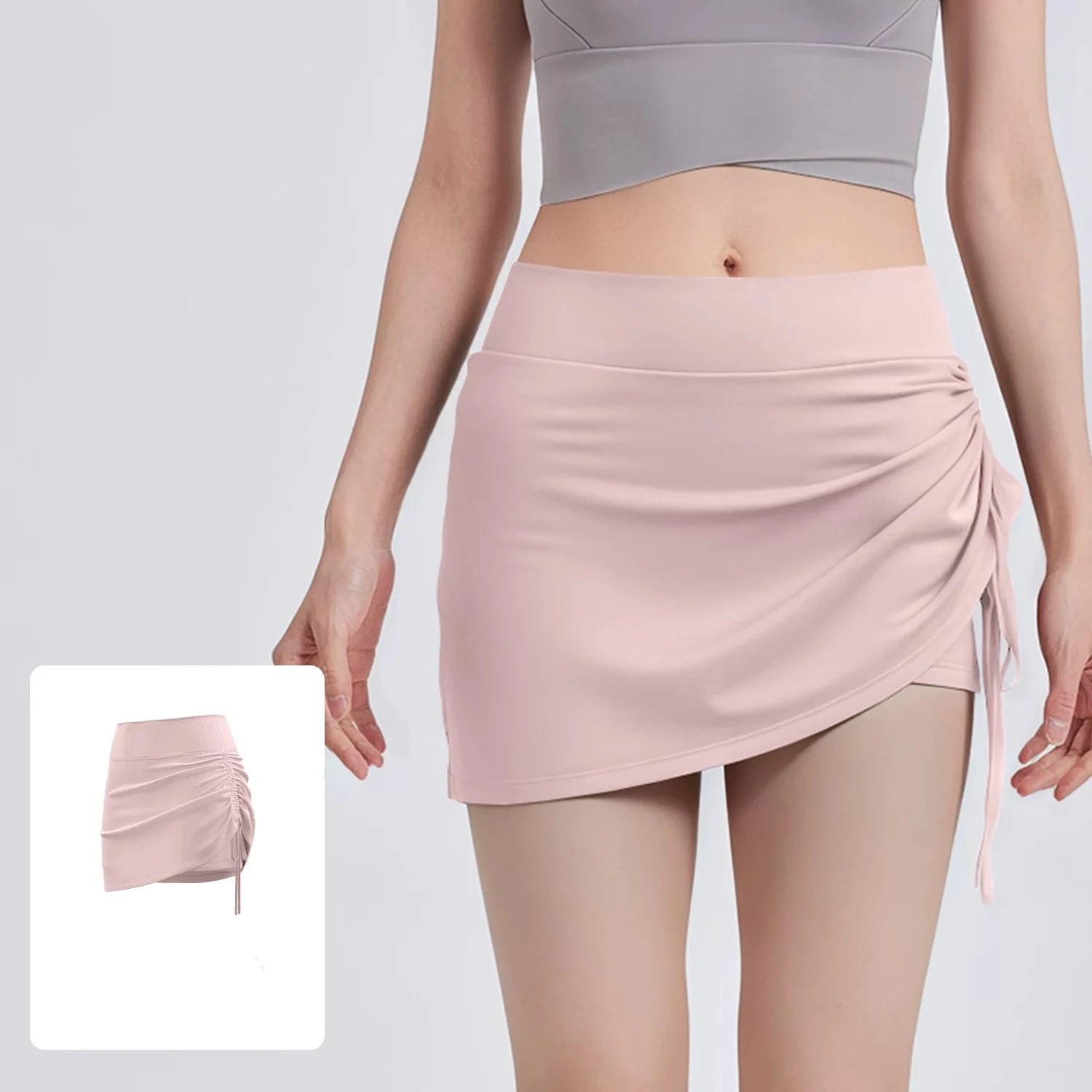 Short de yoga femme jupe rose – sport pilates confort sans couture