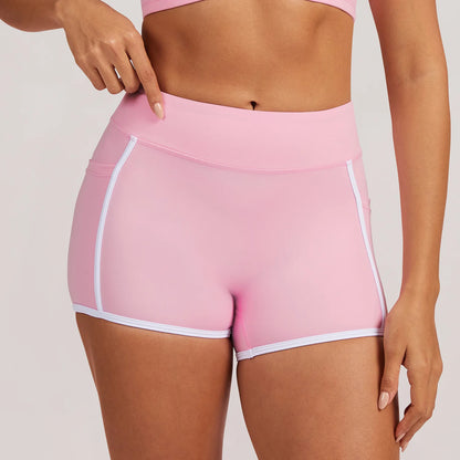 Shorty yoga femme rose – sport polyvalent yoga running color-block