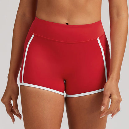 Shorty yoga femme rouge – ventre plat séchage rapide fitness pilates