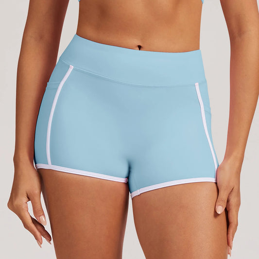 Shorty yoga femme bleu – sensation seconde peau naked-feel élasthanne