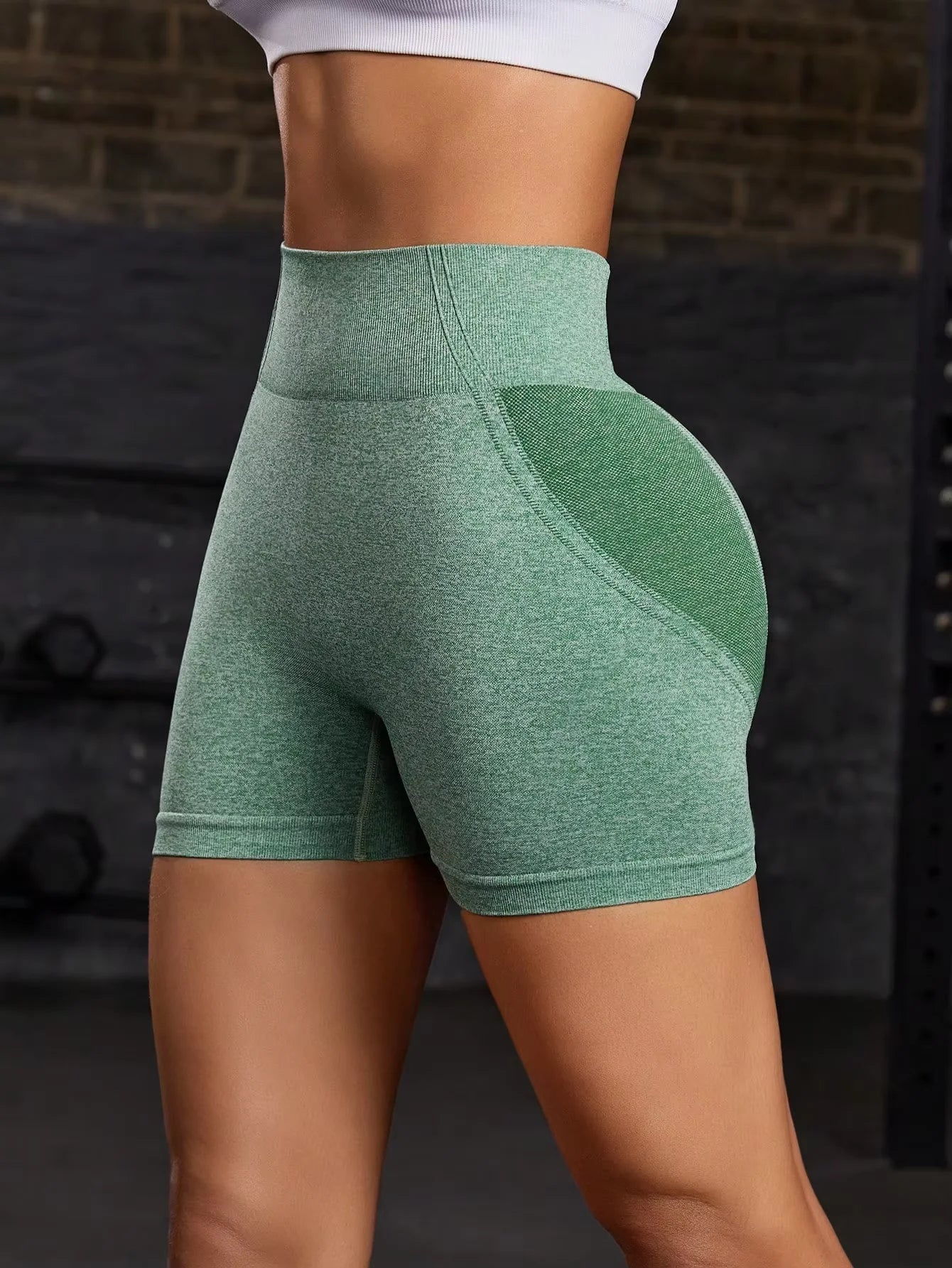 Shorty yoga femme ventre plat taille haute vert