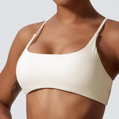 Soutien gorge blanc bretelles fines croisées dans le dos nu sexy 