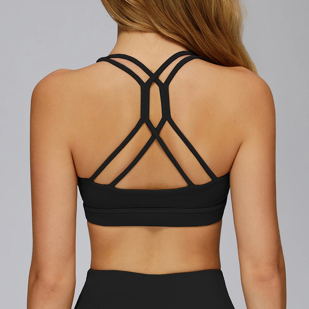 Brassière sport bretelles croisées dos coloris noir haute résistance