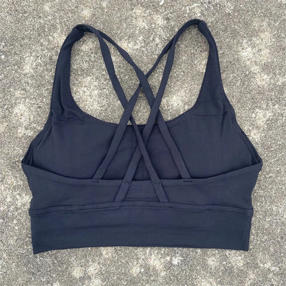 Soutien gorge bretelles croisées brassière femme sport bleu marine