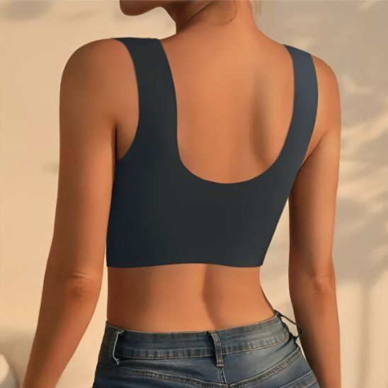 Brassière yoga femme grise dos nageur