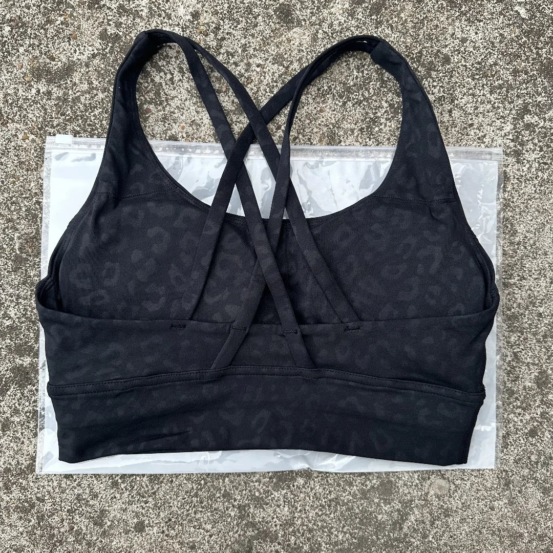 Soutien gorge bretelles croisées brassière femme sport noir