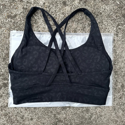 Soutien gorge bretelles croisées brassière femme sport noir