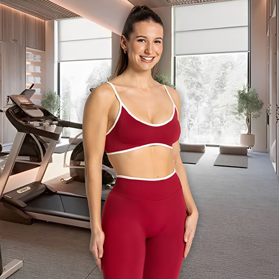 Soutien gorge sport rouge bordures blanches