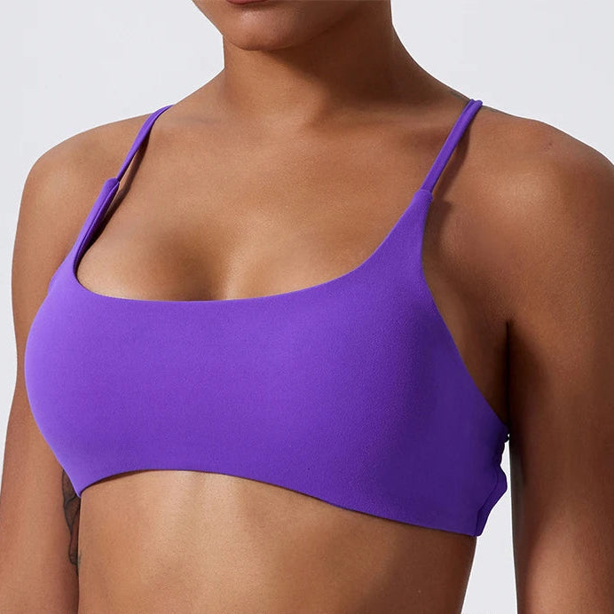 Soutien gorge bretelles fines croisées dans le dos nu sexy violet