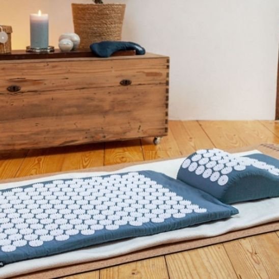 Tapis d acupression bleu blanc