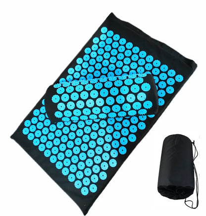 tapis d'acupression fleur de lotus bleu coussin cervical
