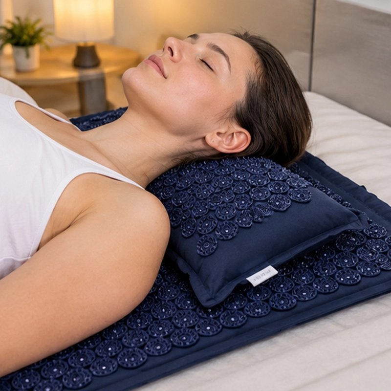 Tapis de fleurs de lotus et coussin acupression nuque cervicales