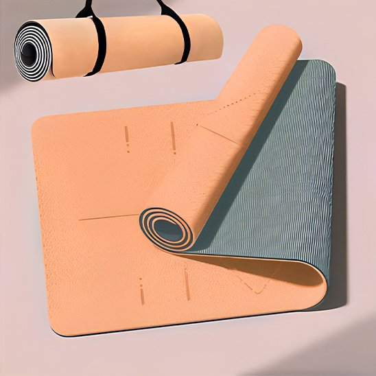 Tapis de sport rose saumon gris