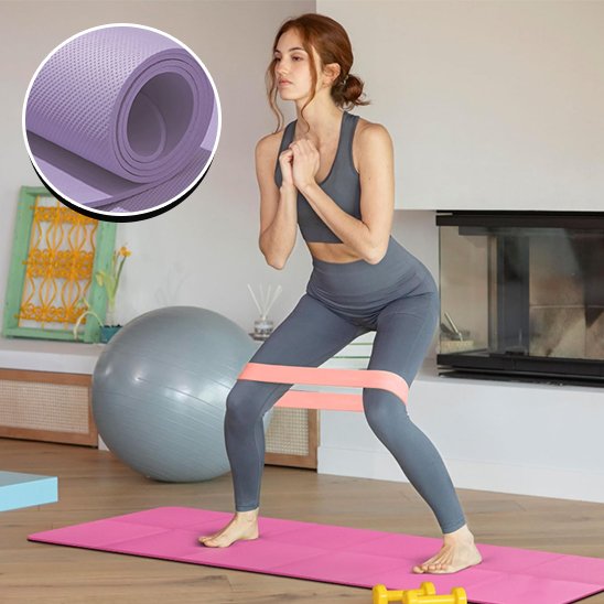 Tapis de sport rose squats femme élastique fitness